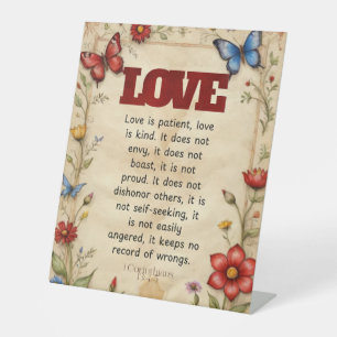 1 Corinthians 13:4-5 Christian Bible Verse Art  Pedestal Sign
