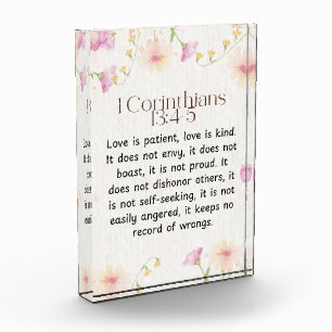 1 Corinthians 13:4-5 Christian Bible Verse Art Photo Block