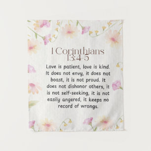 1 Corinthians 13:4-5 Christian Bible Verse Art  Tapestry