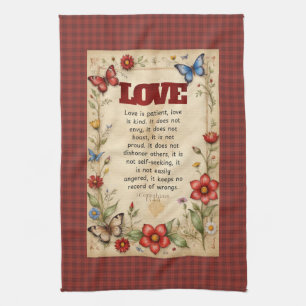 1 Corinthians 13:4-5 Christian Bible Verse Art Tea Towel