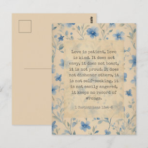 1 Corinthians 13:4–5 Love Is Patient Floral Postcard