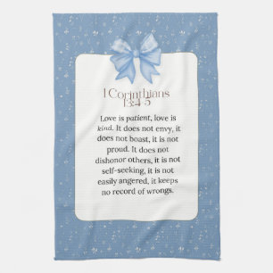 1 corinthians 13 4 5, love is patient love is kind tea towel