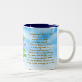 1 Corinthians 13:4-7 Forget Me Nots Bible Verse Mu Two-Tone Coffee Mug