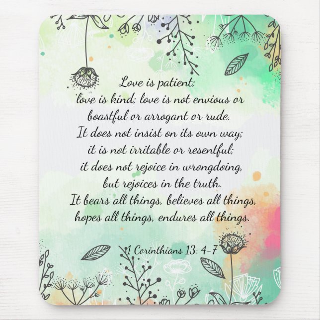 1 Corinthians 13: 4-7  Mouse Mat (Front)