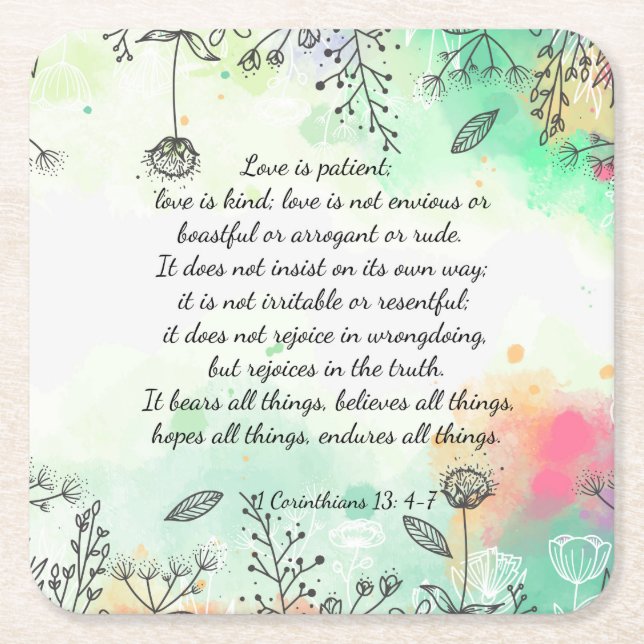 1 Corinthians 13: 4-7  Mouse Pad Square Paper Coaster (Front)