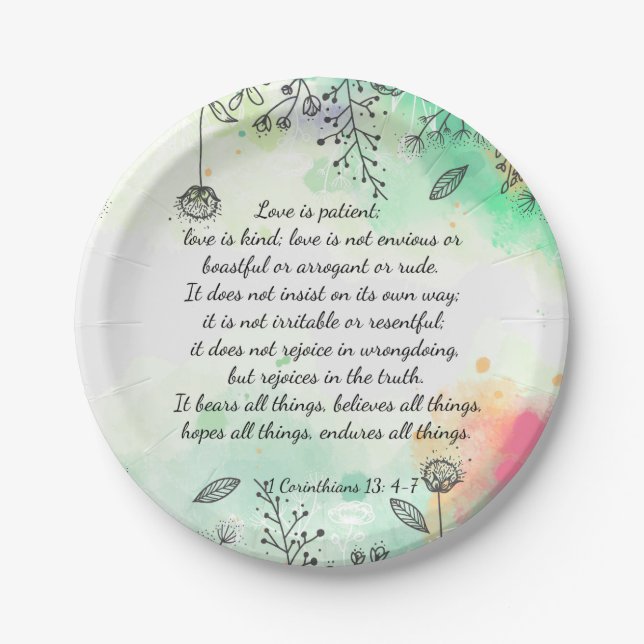 1 Corinthians 13: 4-7   Paper Plate (Front)