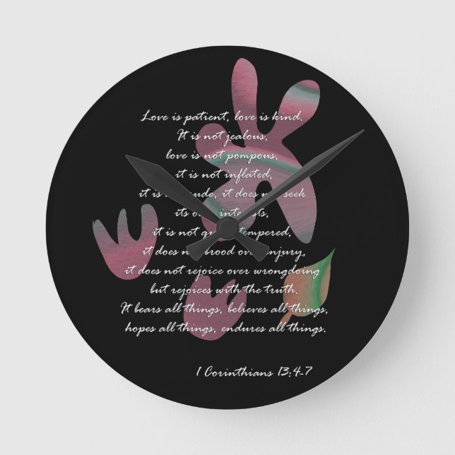 1 Corinthians 13: 4-7  Round Clock (Front)