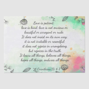 1 Corinthians 13: 4-7 Tissue Paper