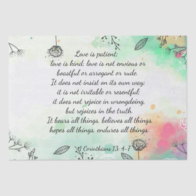1 Corinthians 13: 4-7  Tissue Paper (Front)