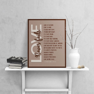 1 Corinthians 13:4-8 Bible Verse, Beige Leather Poster