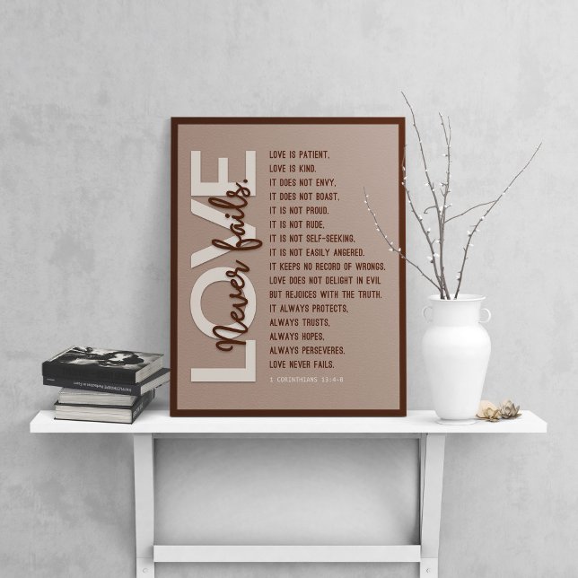 1 Corinthians 13:4-8 Bible Verse, Beige Leather Poster (Creator Uploaded)