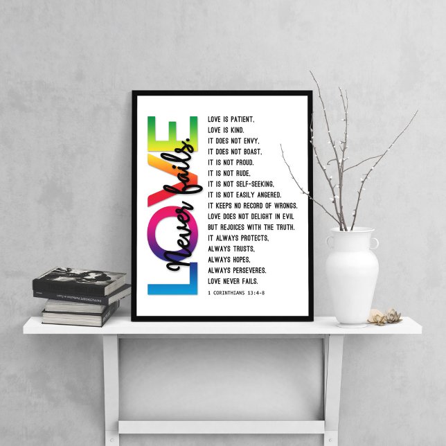 1 Corinthians 13:4-8 Bible Verse, Rainbow Colour Poster (Creator Uploaded)