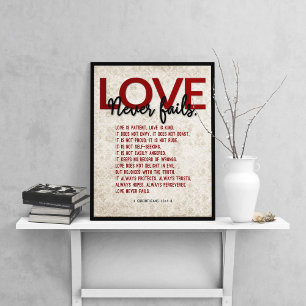 1 Corinthians 13:4-8 Bible Verse, Vintage Damask Poster