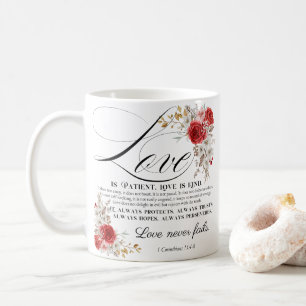 1 Corinthians 13:4-8 Love is Patient Bible Floral Coffee Mug