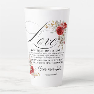 1 Corinthians 13:4-8 Love is Patient Bible Floral Latte Mug