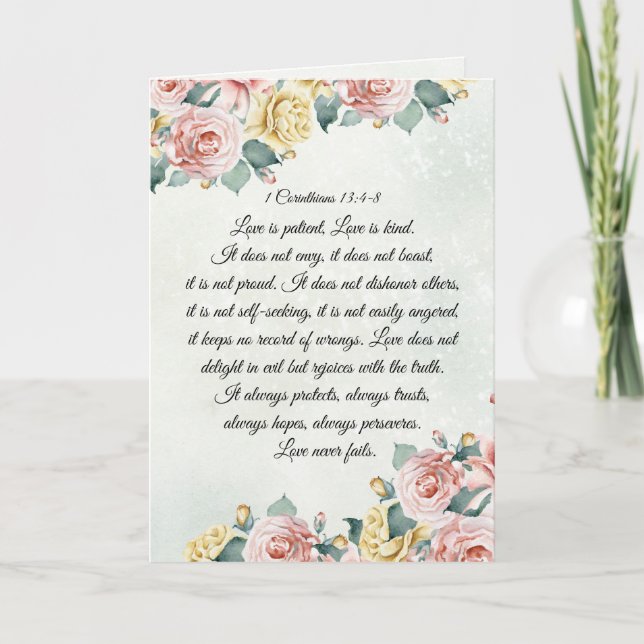 1 Corinthians 13:4-8 Love is Patient, Love is Kind Card (Front)