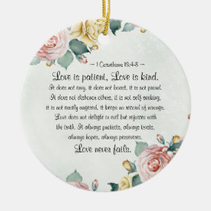1 Corinthians 13:4-8 Love is Patient, Love is Kind Ceramic Tree Decoration