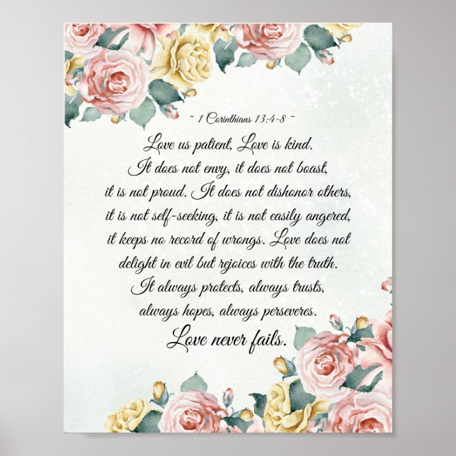 1 Corinthians 13:4-8 Love is Patient, Love is Kind Poster (Front)