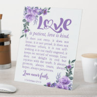 1 Corinthians 13:4-8 Love is Patient Purple Floral