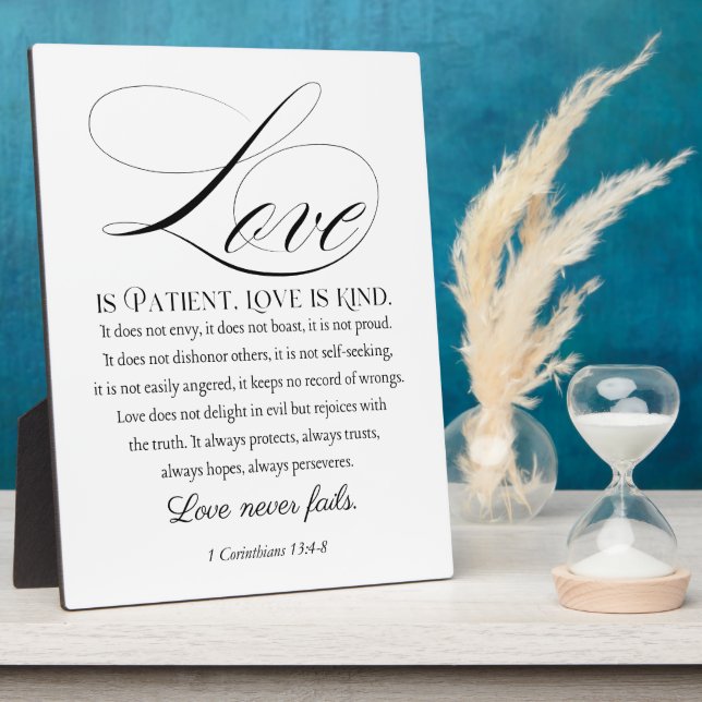 1 Corinthians 13:4-8 Love is Patient Wedding Verse Plaque (Side)