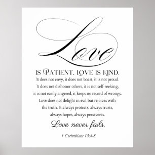 1 Corinthians 13:4-8 Love is Patient Wedding Verse Poster