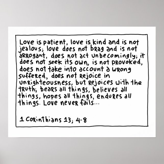 1 Corinthians 13 4-8 Poster (Front)
