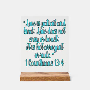 1 Corinthians 13:4 Love Is Patient And Kind Acrylic Sign