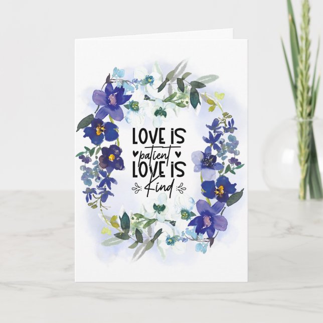 1 Corinthians 13:4 Love is Patient Bible Verse Card (Front)