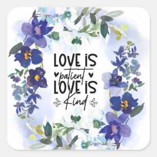 1 Corinthians 13:4 Love is Patient Bible Verse Square Sticker