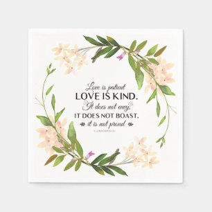 1 Corinthians 13:4 Love is patient Pink Floral Napkin