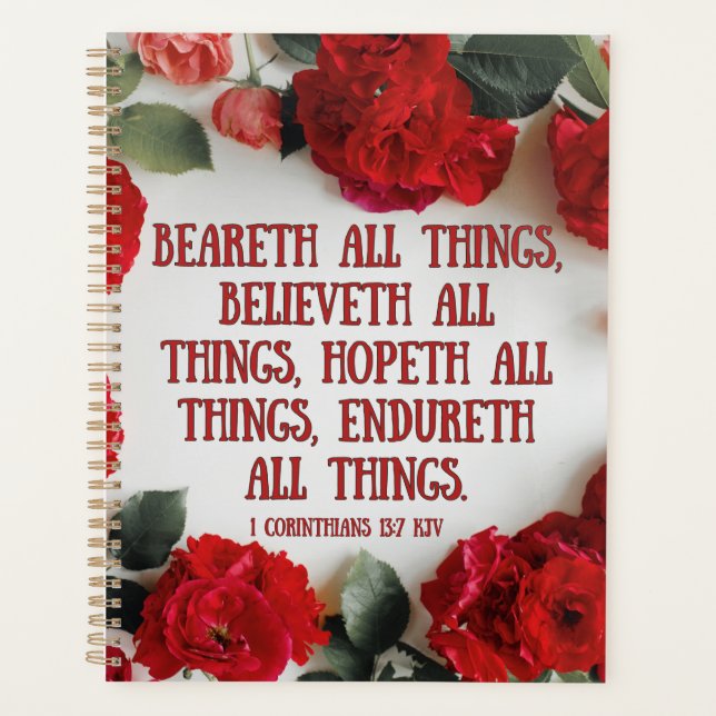 1 Corinthians 13:7 Bible Verse Calendar Planner (Front)