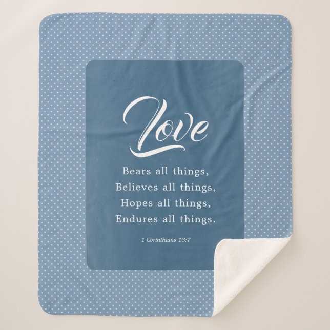 1 Corinthians 13:7 Love Bears All Things Sherpa Blanket (Front)