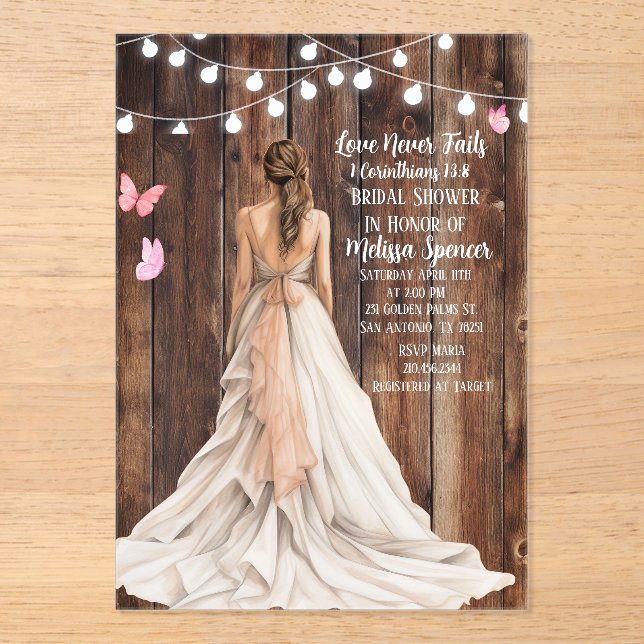 1 Corinthians 13:8 Bridal Shower Invitation (Front)