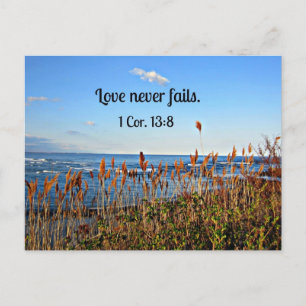 1 Corinthians 13:8 Love never fails. Postcard