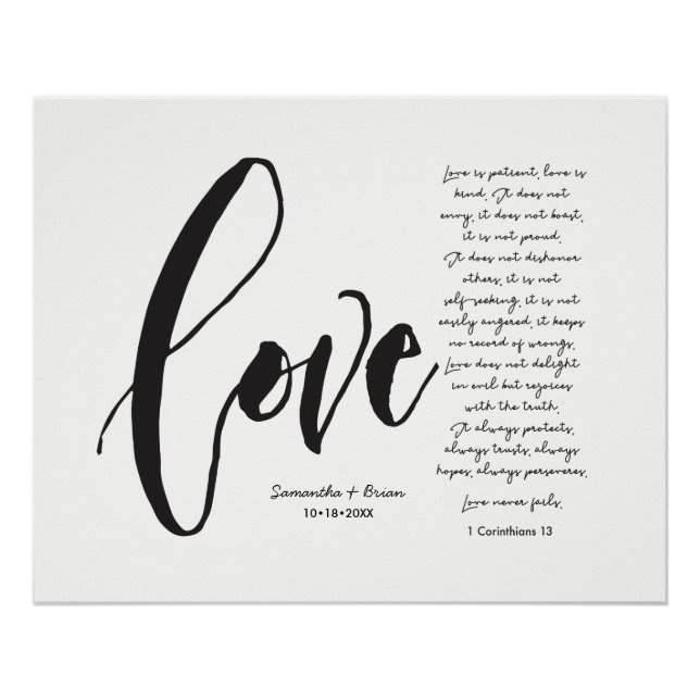 1 Corinthians 13 Bible Verse Christian Marriage Poster (Front)