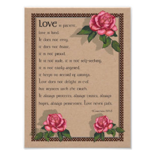 1 Corinthians 13: Love: Bible: Pink Roses Photo Print