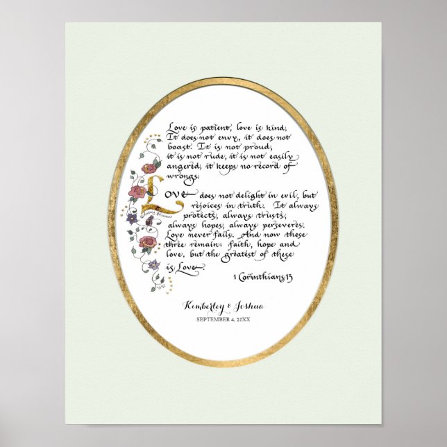 1 Corinthians 13, Love Chapter Christian Scripture Poster (Front)