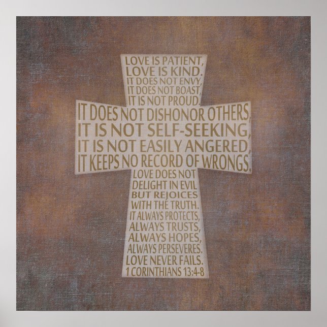1 Corinthians 13 Love Chapter Cross Rustic Poster (Front)