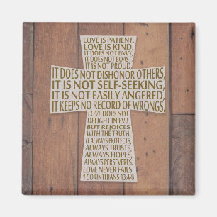 1 Corinthians 13 Love Chapter Cross Rustic Wood Magnet