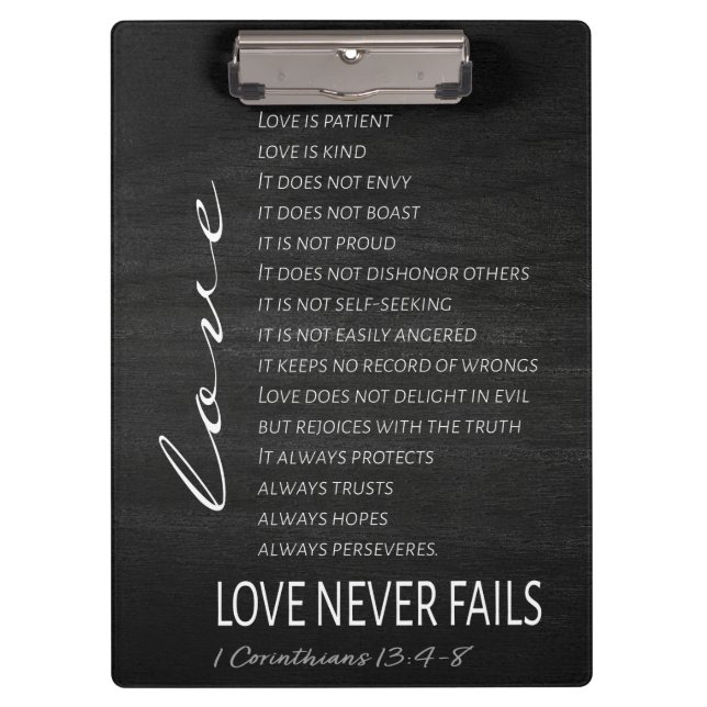 1 Corinthians 13 Love is Bible Verse Clipboard (Front)