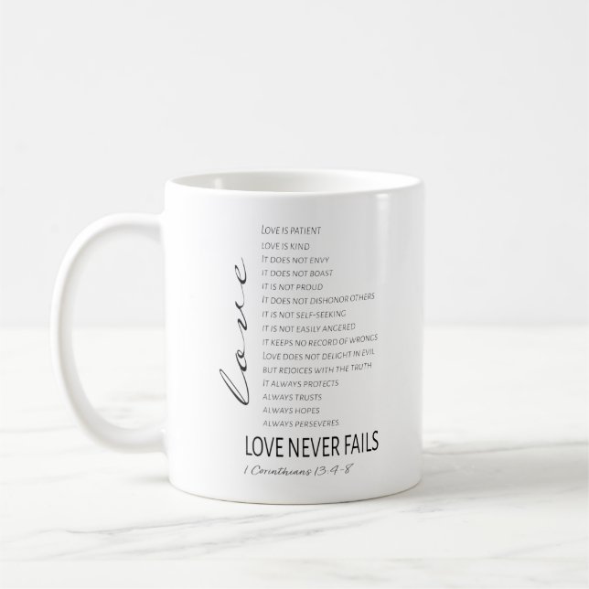 1 Corinthians 13 Love is Bible Verse Coffee Mug (Left)
