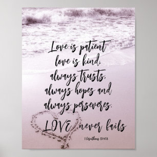 1 Corinthians 13 Love is Patient Ocean Beach Poster