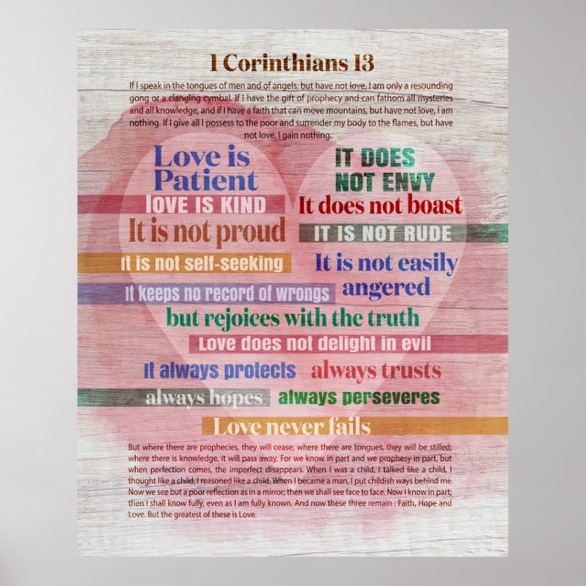 1 Corinthians 13 - Love & Valentine Poster (Front)