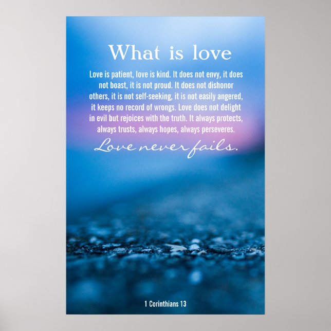 1 Corinthians 13, lovely blue poster (Front)