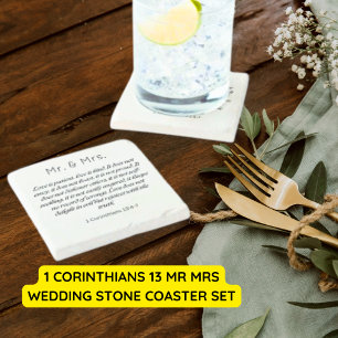 1 Corinthians 13 Mr Mrs Wedding Stone Coaster
