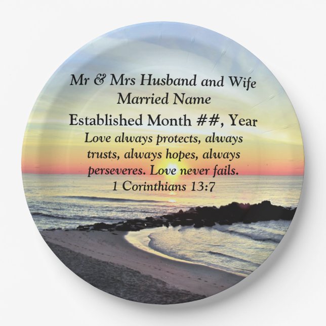 1 Corinthians 13 PERSONALIZED PAPER PLATES (Front)