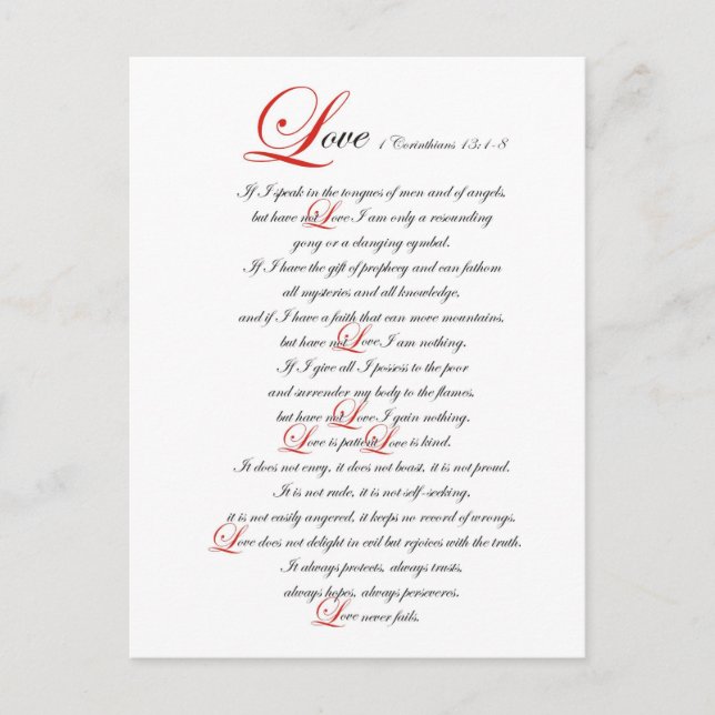 1 Corinthians 13 Postcard (Front)