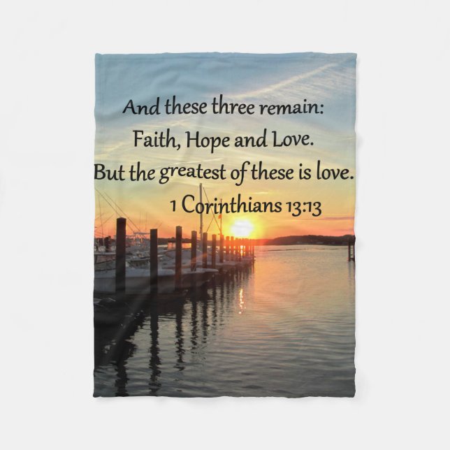 1 CORINTHIANS 13 SUNSET DESIGN FLEECE BLANKET (Front)