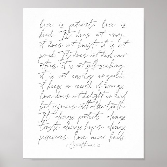 1 Corinthians 13 thin script Poster (Front)