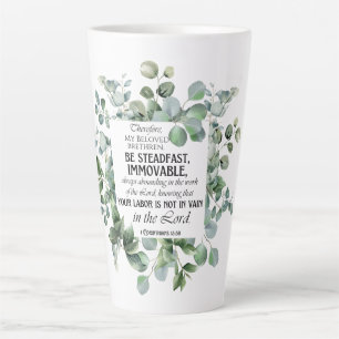 1 Corinthians 15:58 Inspirational Verse Eucalyptus Latte Mug